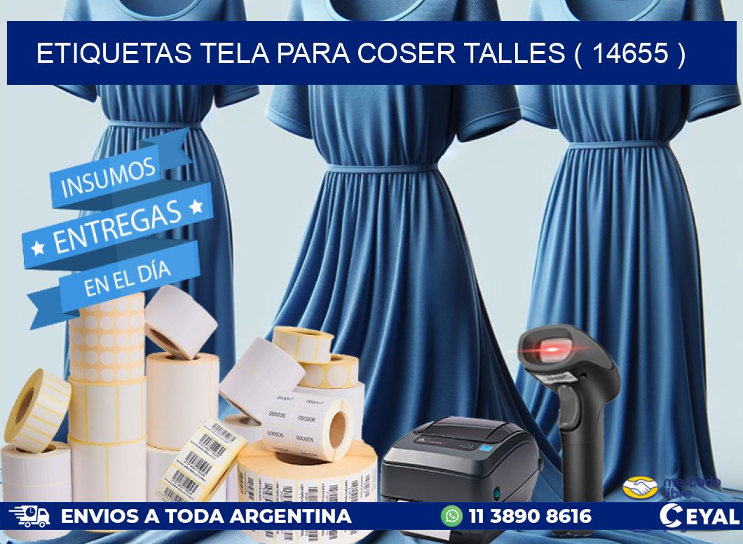 ETIQUETAS TELA PARA COSER TALLES ( 14655 )