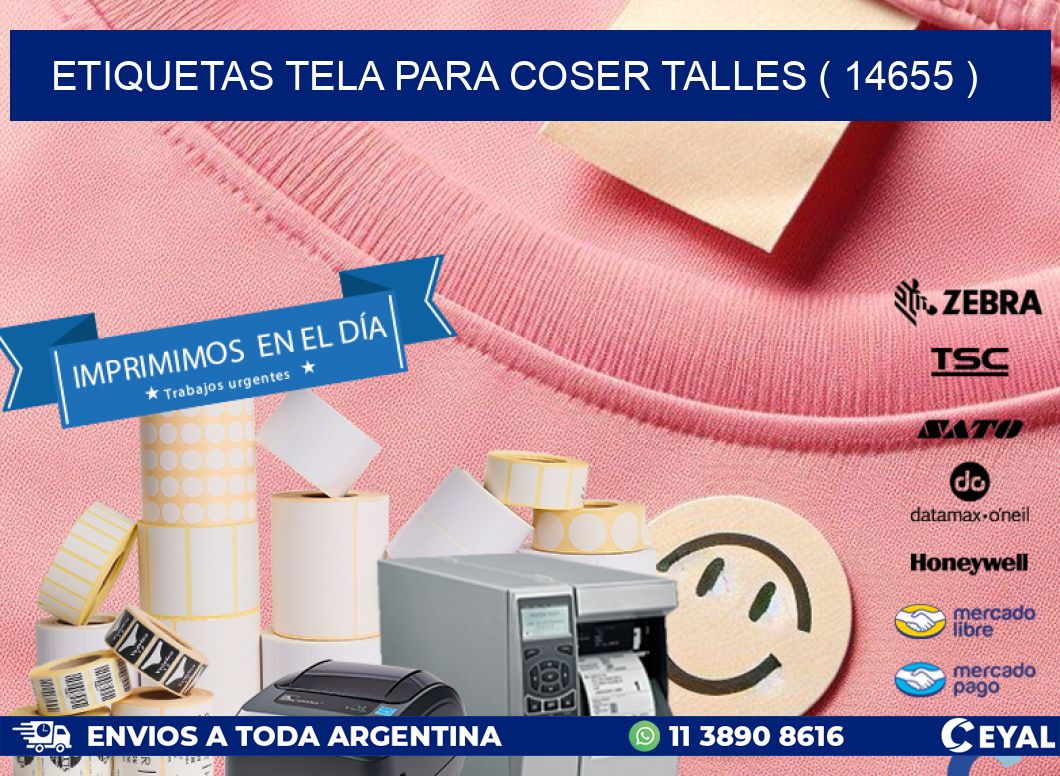 ETIQUETAS TELA PARA COSER TALLES ( 14655 )