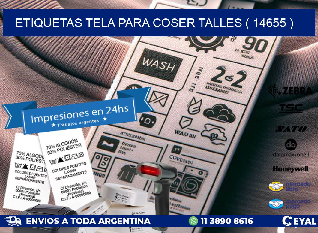 ETIQUETAS TELA PARA COSER TALLES ( 14655 )