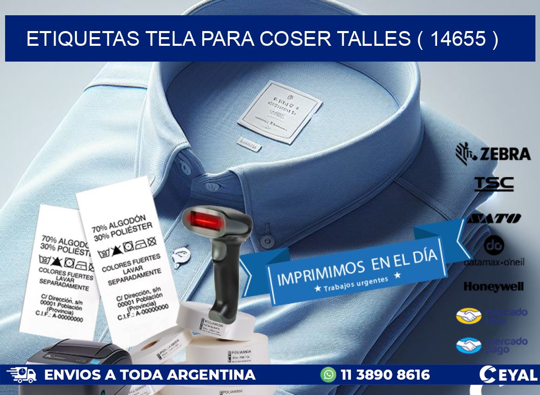 ETIQUETAS TELA PARA COSER TALLES ( 14655 )