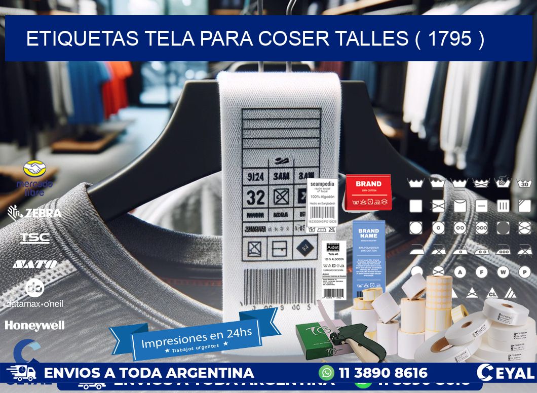ETIQUETAS TELA PARA COSER TALLES ( 1795 )