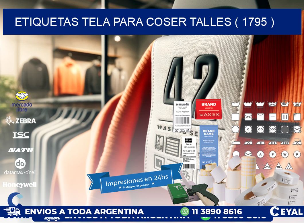 ETIQUETAS TELA PARA COSER TALLES ( 1795 )
