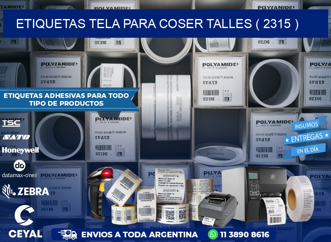 ETIQUETAS TELA PARA COSER TALLES ( 2315 )