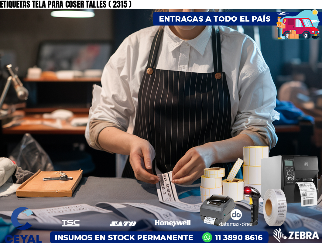 ETIQUETAS TELA PARA COSER TALLES ( 2315 )