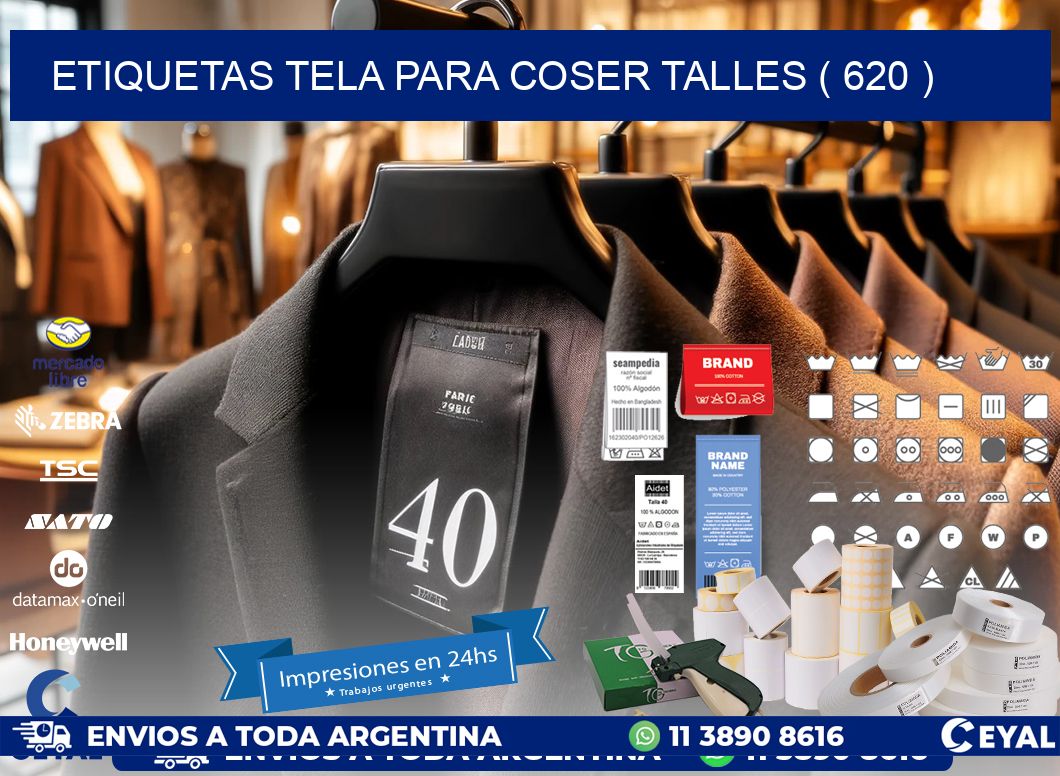 ETIQUETAS TELA PARA COSER TALLES ( 620 )