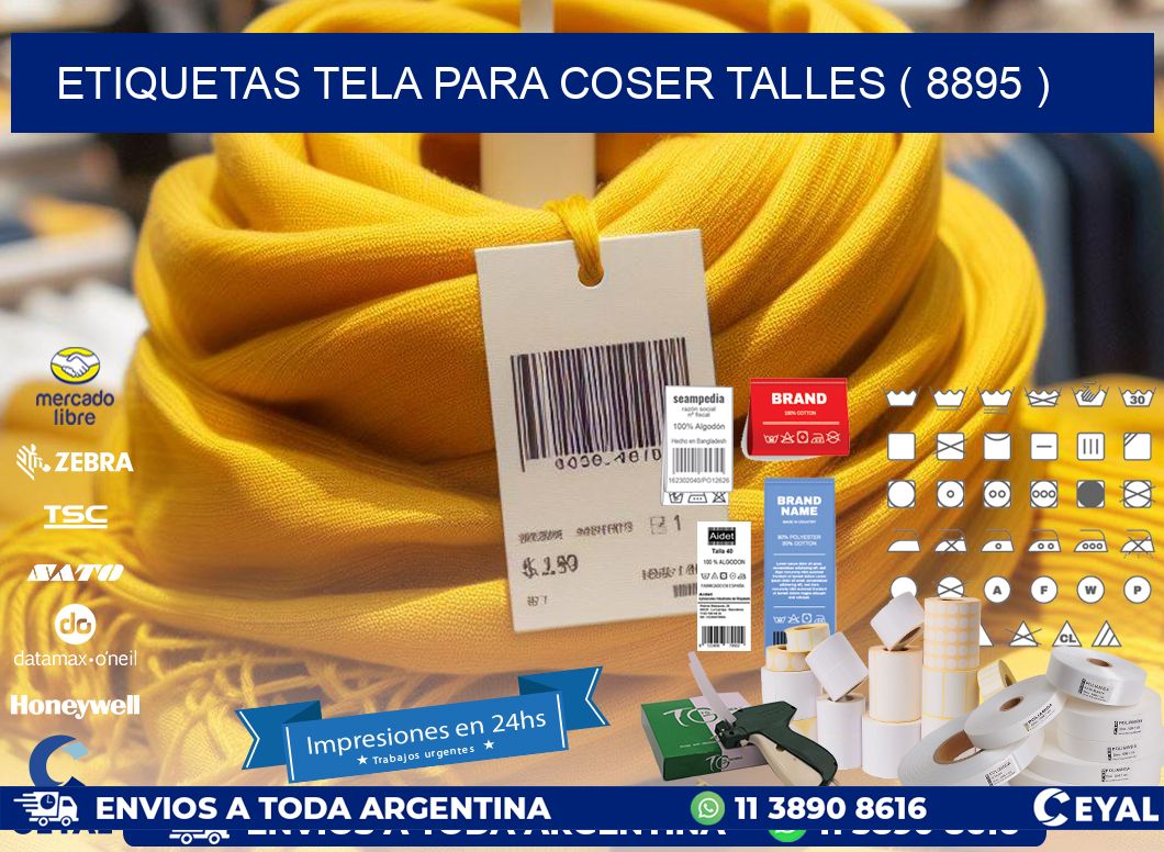 ETIQUETAS TELA PARA COSER TALLES ( 8895 )