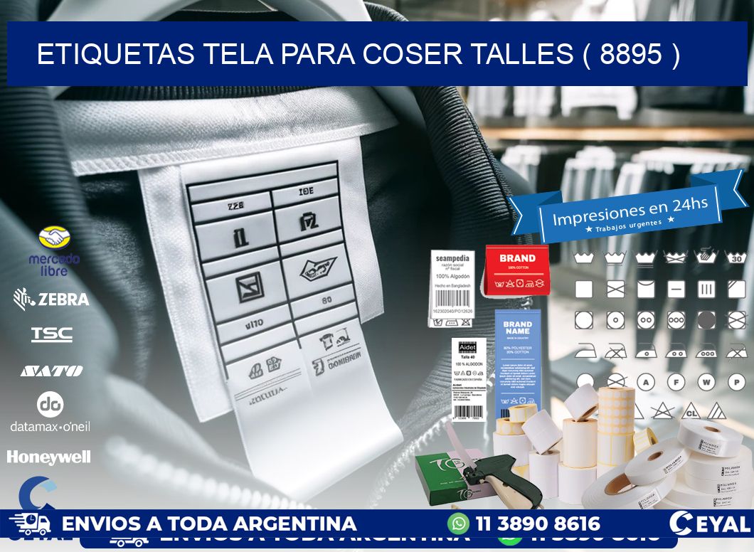 ETIQUETAS TELA PARA COSER TALLES ( 8895 )