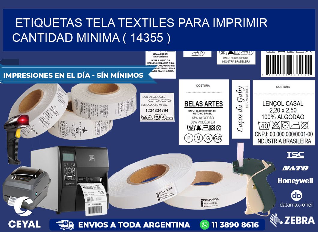 ETIQUETAS TELA TEXTILES PARA IMPRIMIR CANTIDAD MINIMA ( 14355 )