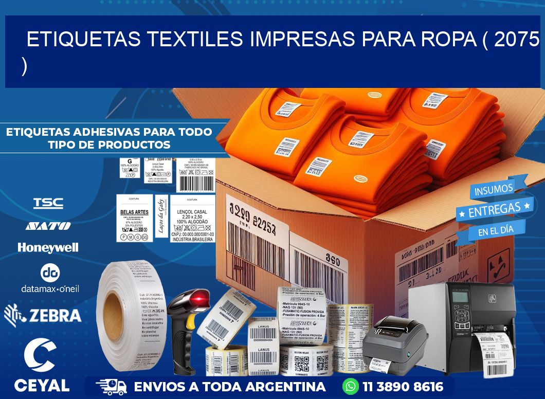 ETIQUETAS TEXTILES IMPRESAS PARA ROPA ( 2075 )