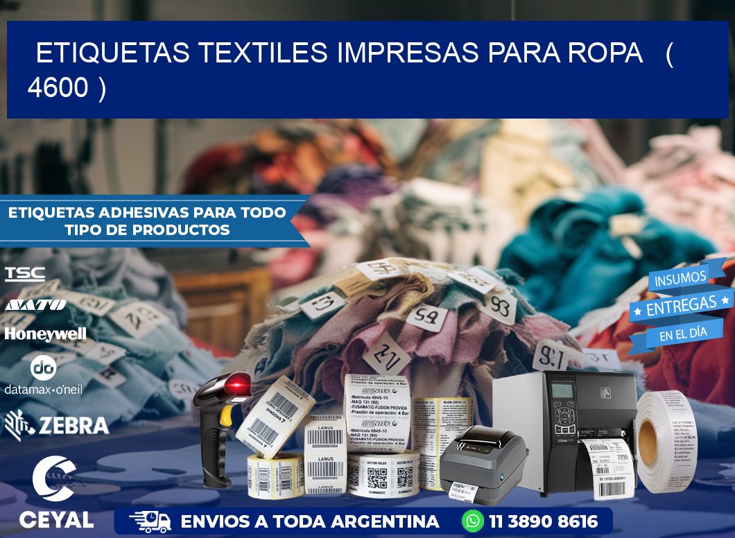 ETIQUETAS TEXTILES IMPRESAS PARA ROPA   ( 4600 )