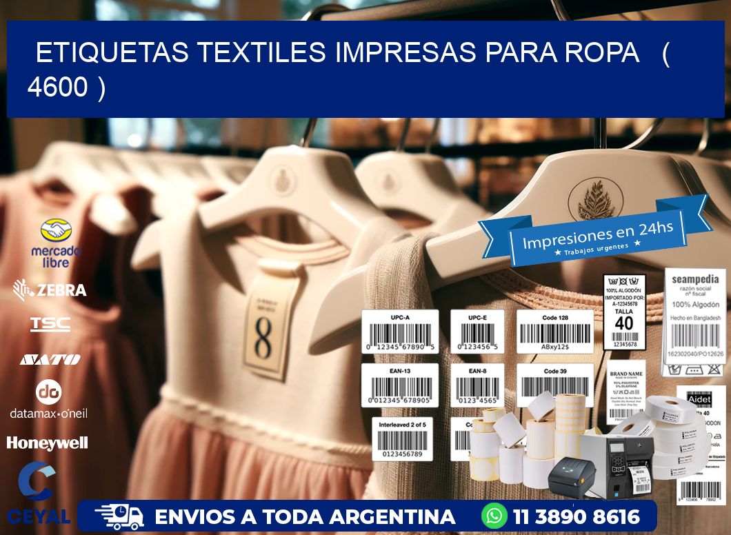 ETIQUETAS TEXTILES IMPRESAS PARA ROPA   ( 4600 )