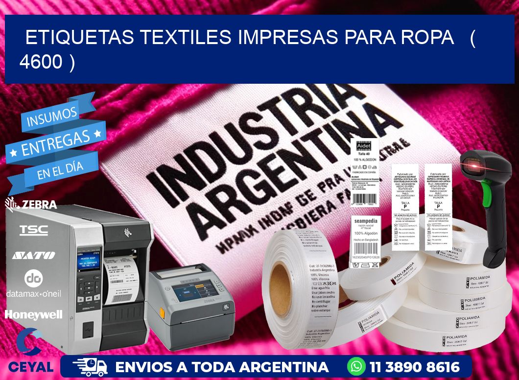 ETIQUETAS TEXTILES IMPRESAS PARA ROPA   ( 4600 )