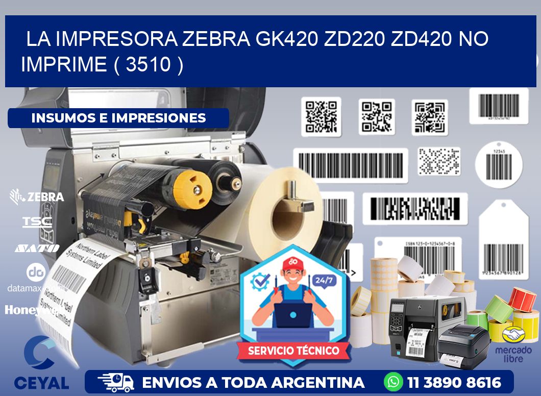 LA IMPRESORA ZEBRA GK420 ZD220 ZD420 NO IMPRIME ( 3510 )