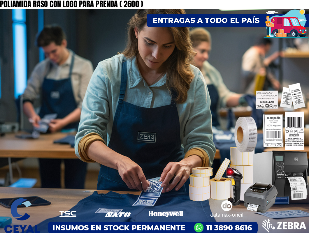 POLIAMIDA RASO CON LOGO PARA PRENDA ( 2600 )