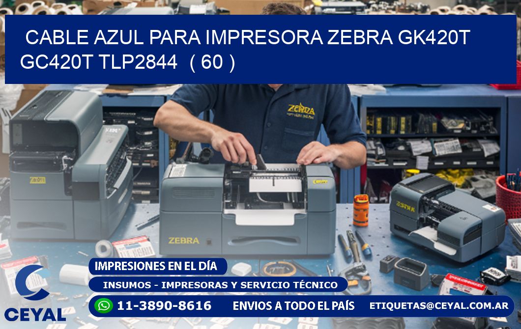 cable azul para impresora zebra GK420T GC420T TLP2844 ( 60 )