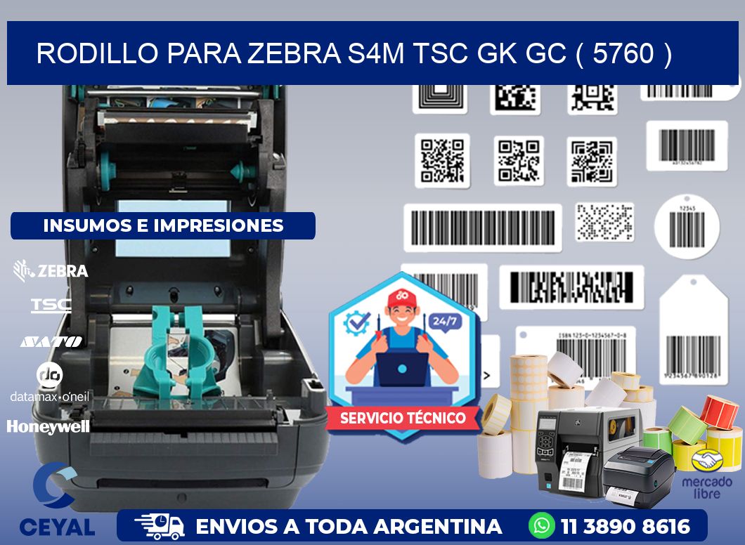 rodillo para zebra S4M TSC GK GC ( 5760 )