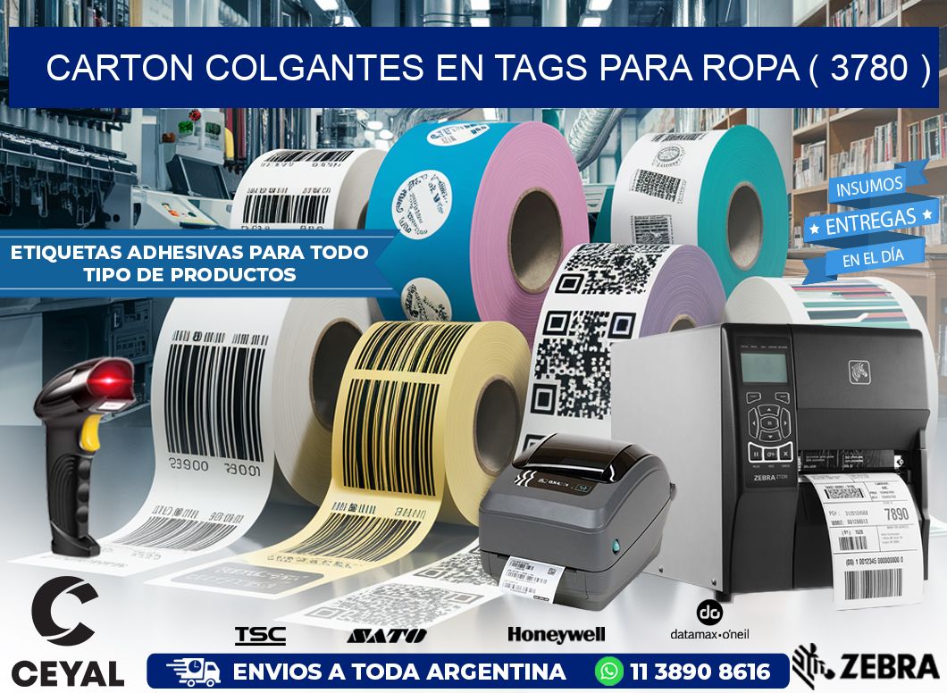 CARTON COLGANTES EN TAGS PARA ROPA ( 3780 )
