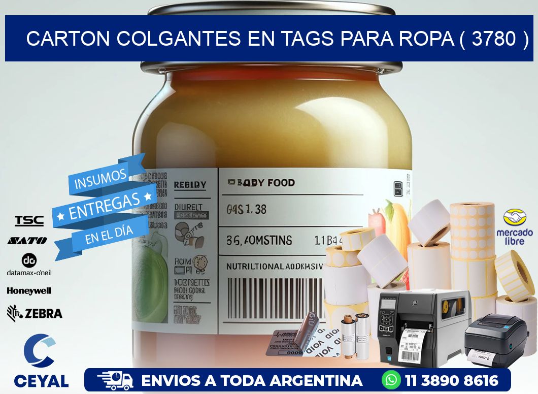 CARTON COLGANTES EN TAGS PARA ROPA ( 3780 )