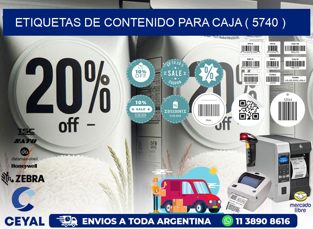 ETIQUETAS DE CONTENIDO PARA CAJA ( 5740 )