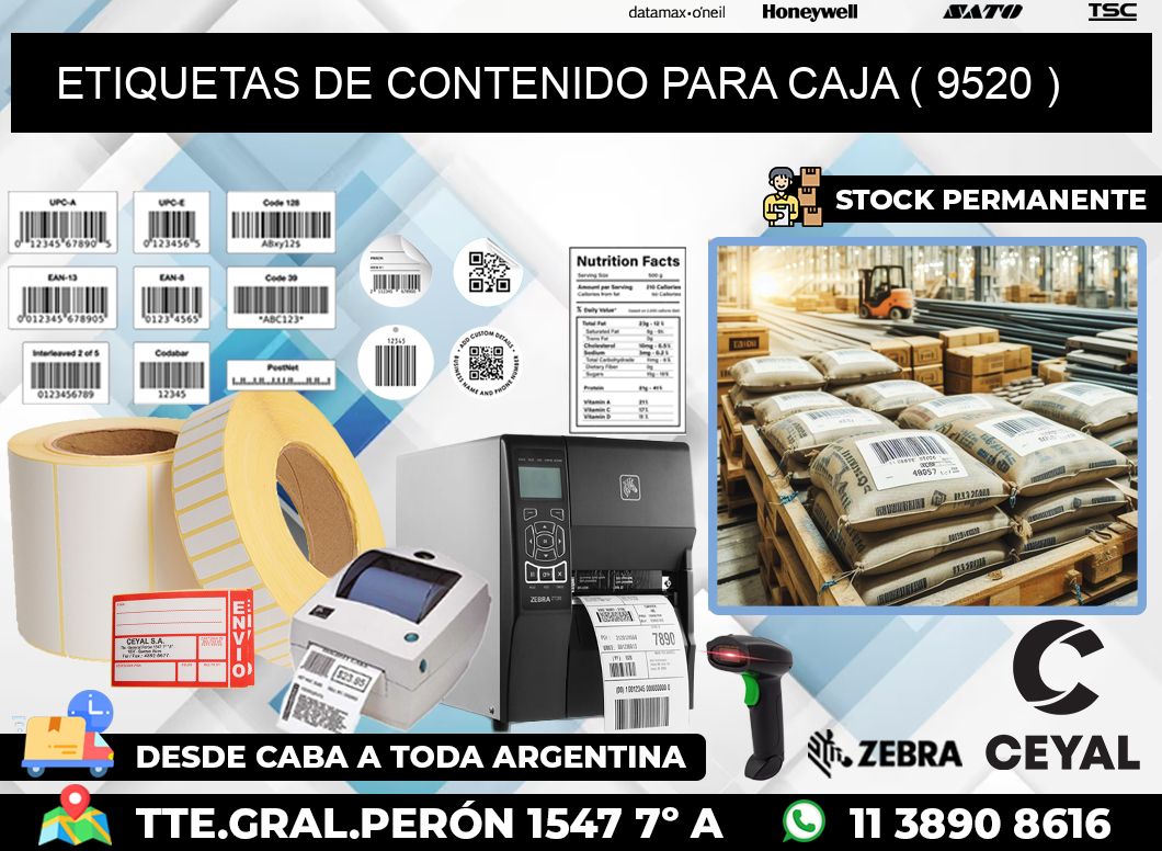 ETIQUETAS DE CONTENIDO PARA CAJA ( 9520 )