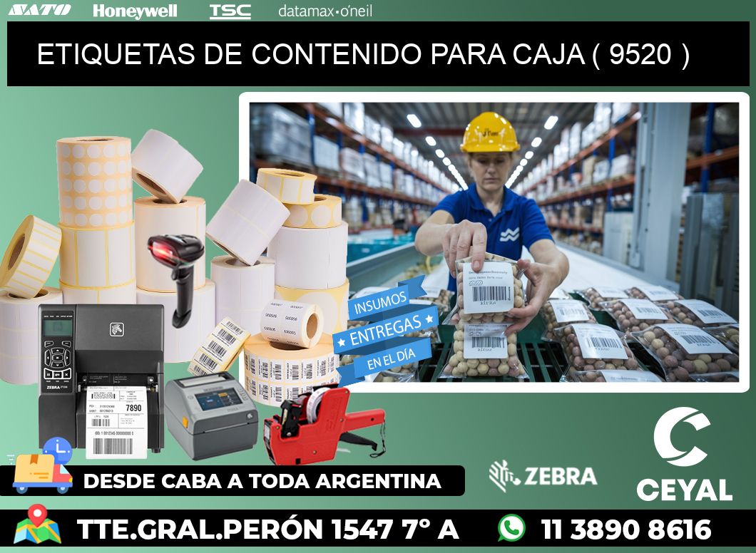 ETIQUETAS DE CONTENIDO PARA CAJA ( 9520 )