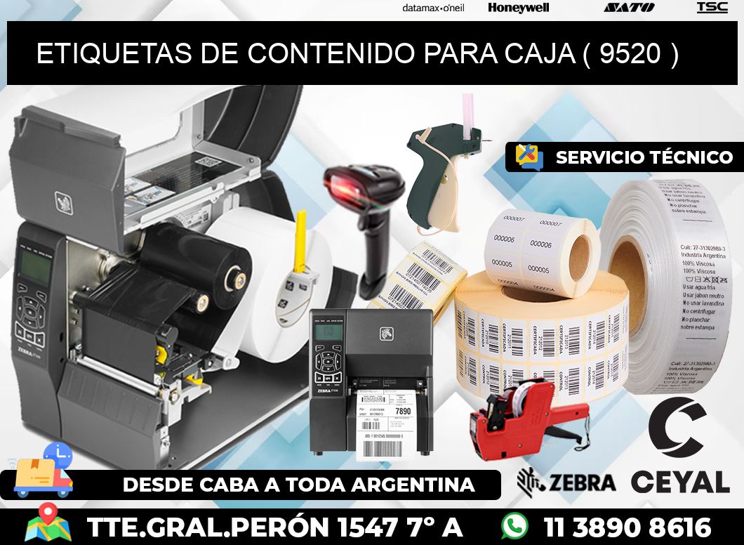 ETIQUETAS DE CONTENIDO PARA CAJA ( 9520 )