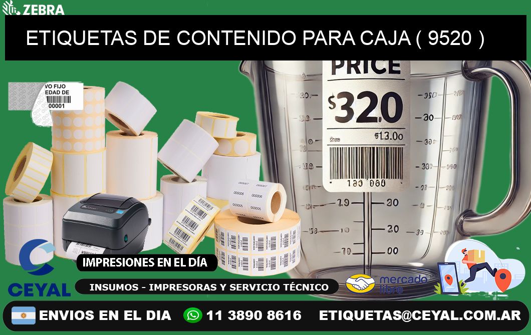 ETIQUETAS DE CONTENIDO PARA CAJA ( 9520 )