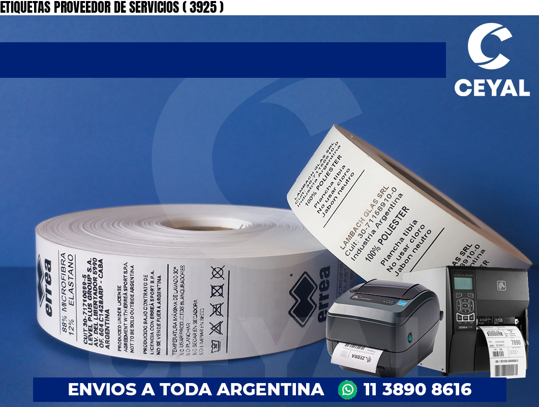 ETIQUETAS PROVEEDOR DE SERVICIOS ( 3925 )