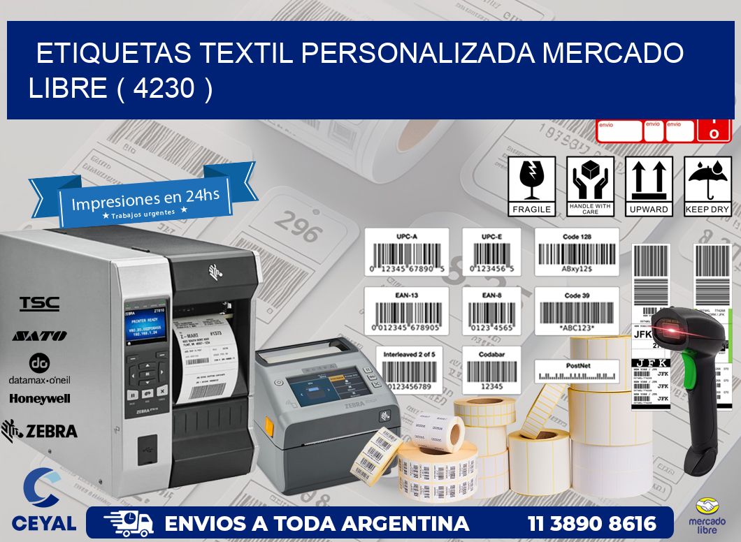 ETIQUETAS TEXTIL PERSONALIZADA MERCADO LIBRE ( 4230 )