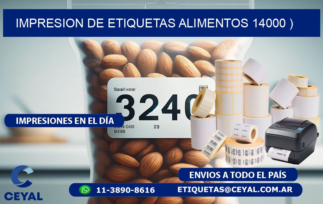 IMPRESION DE ETIQUETAS ALIMENTOS 14000 )