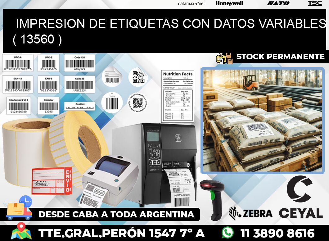 IMPRESION DE ETIQUETAS CON DATOS VARIABLES ( 13560 )