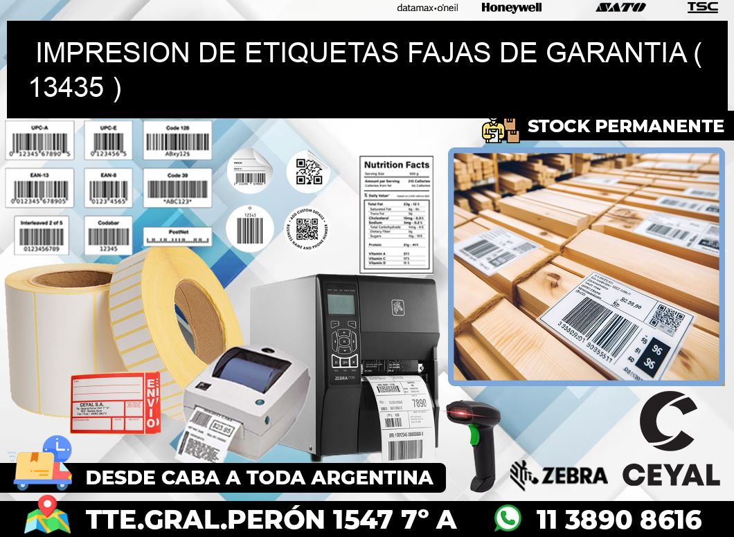 IMPRESION DE ETIQUETAS FAJAS DE GARANTIA ( 13435 )