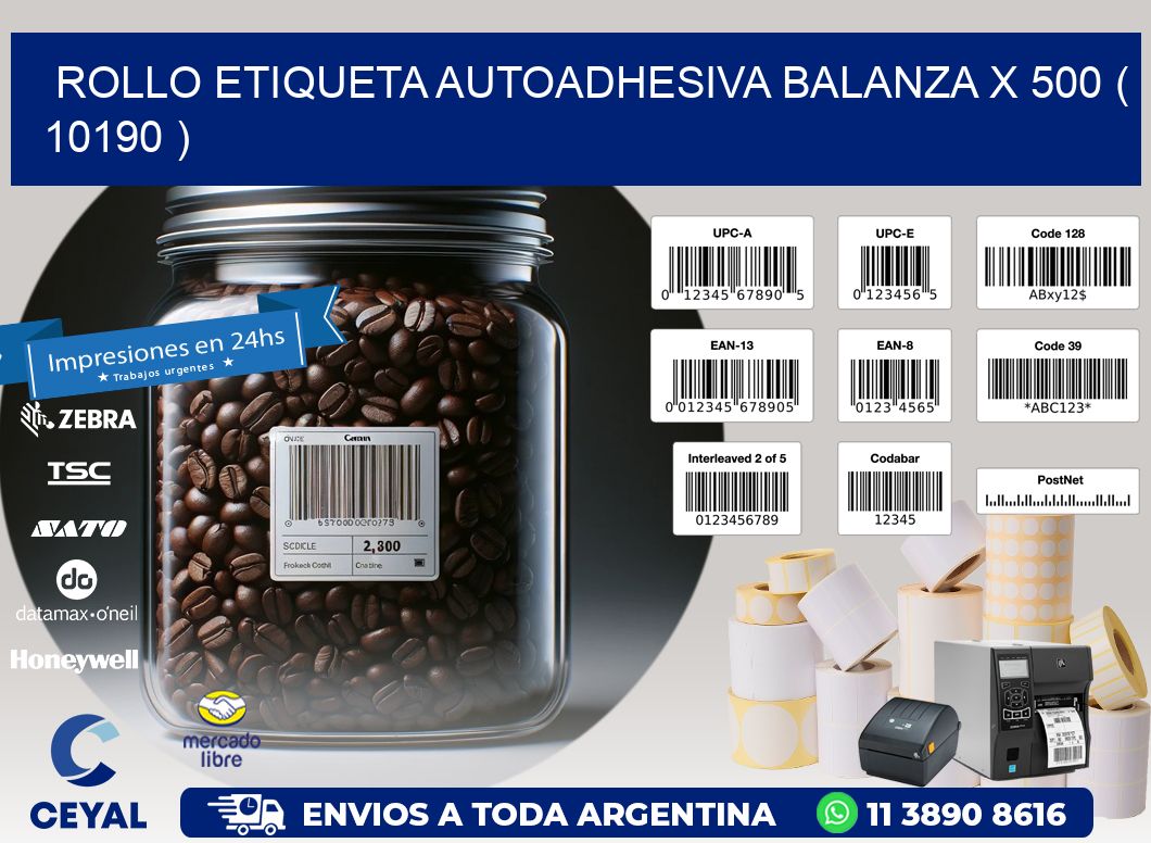 ROLLO ETIQUETA AUTOADHESIVA BALANZA X 500 ( 10190 )
