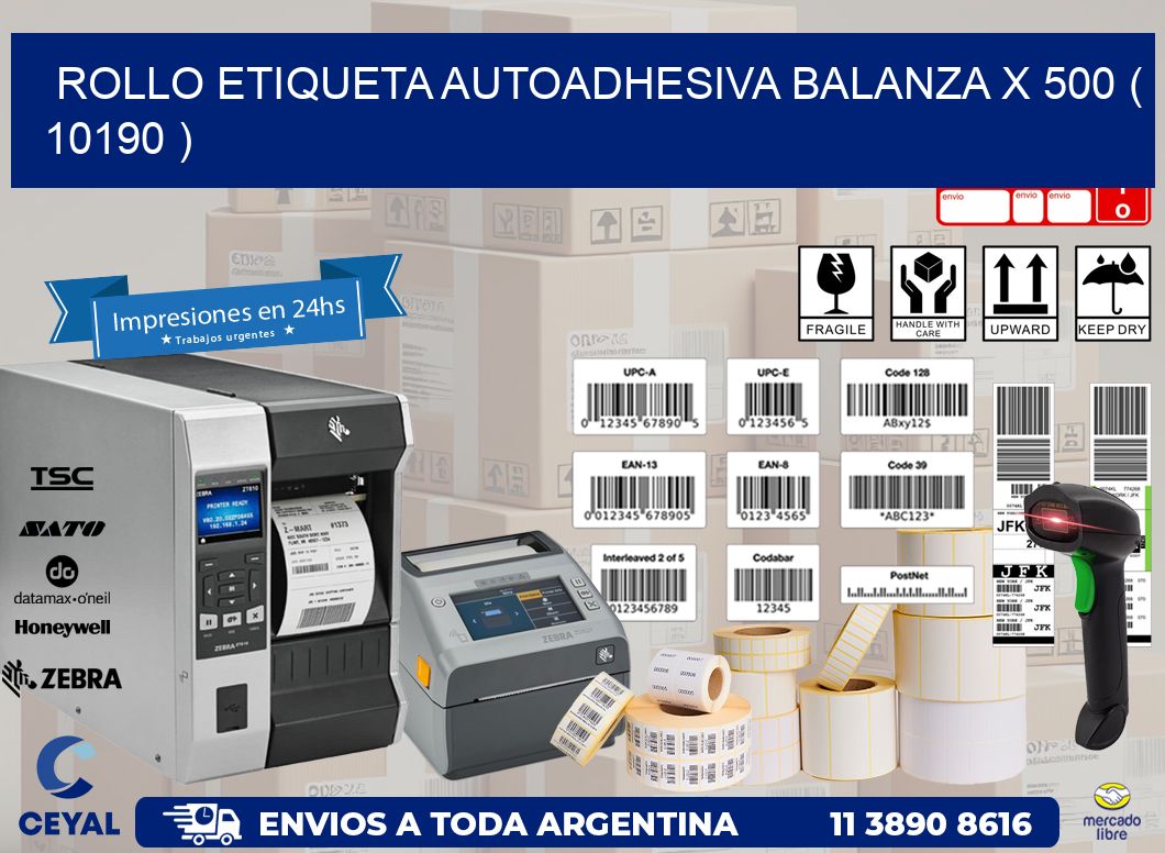ROLLO ETIQUETA AUTOADHESIVA BALANZA X 500 ( 10190 )