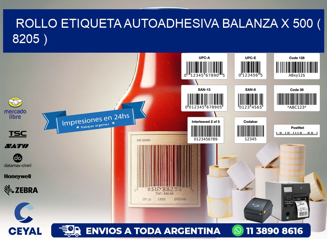 ROLLO ETIQUETA AUTOADHESIVA BALANZA X 500 ( 8205 )