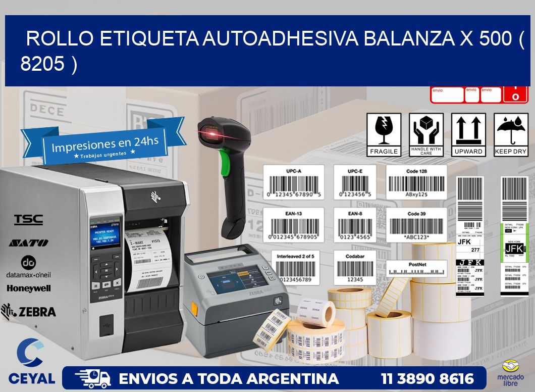 ROLLO ETIQUETA AUTOADHESIVA BALANZA X 500 ( 8205 )