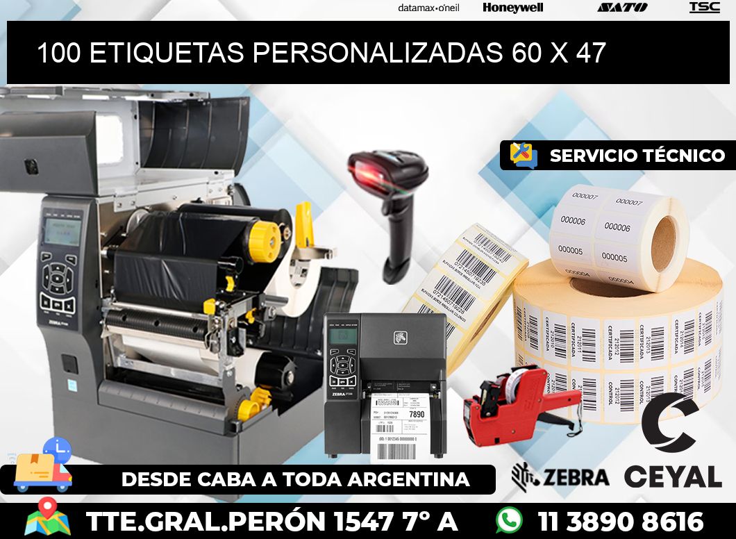 100 ETIQUETAS PERSONALIZADAS 60 x 47
