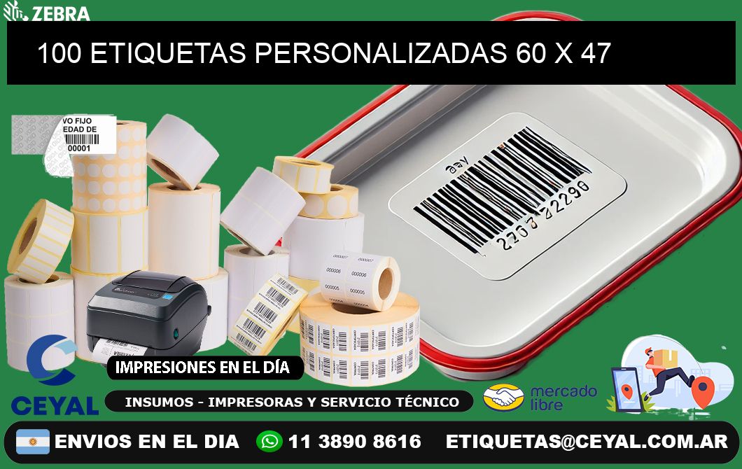 100 ETIQUETAS PERSONALIZADAS 60 x 47