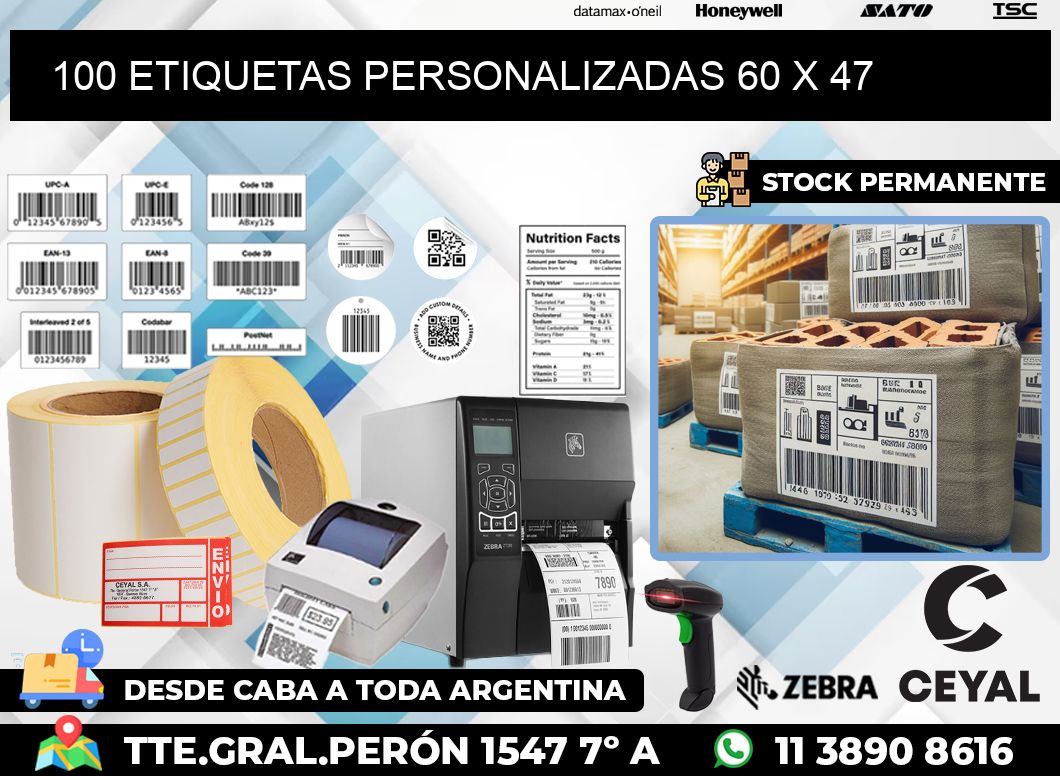 100 ETIQUETAS PERSONALIZADAS 60 x 47
