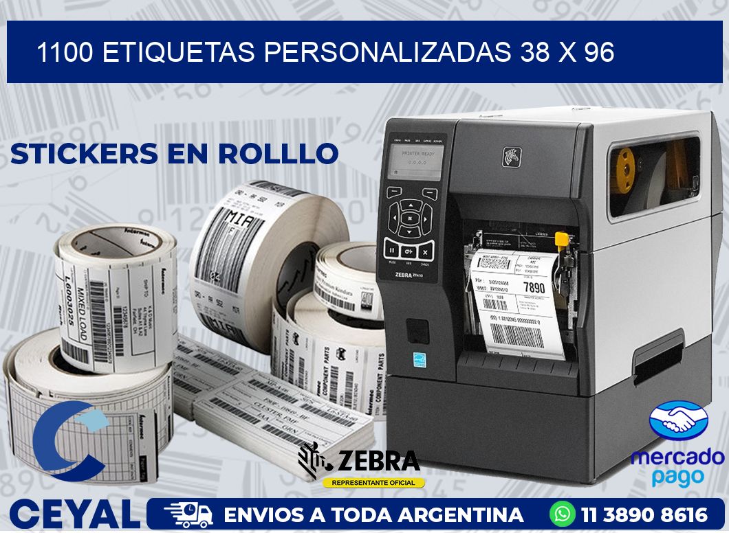 1100 ETIQUETAS PERSONALIZADAS 38 x 96