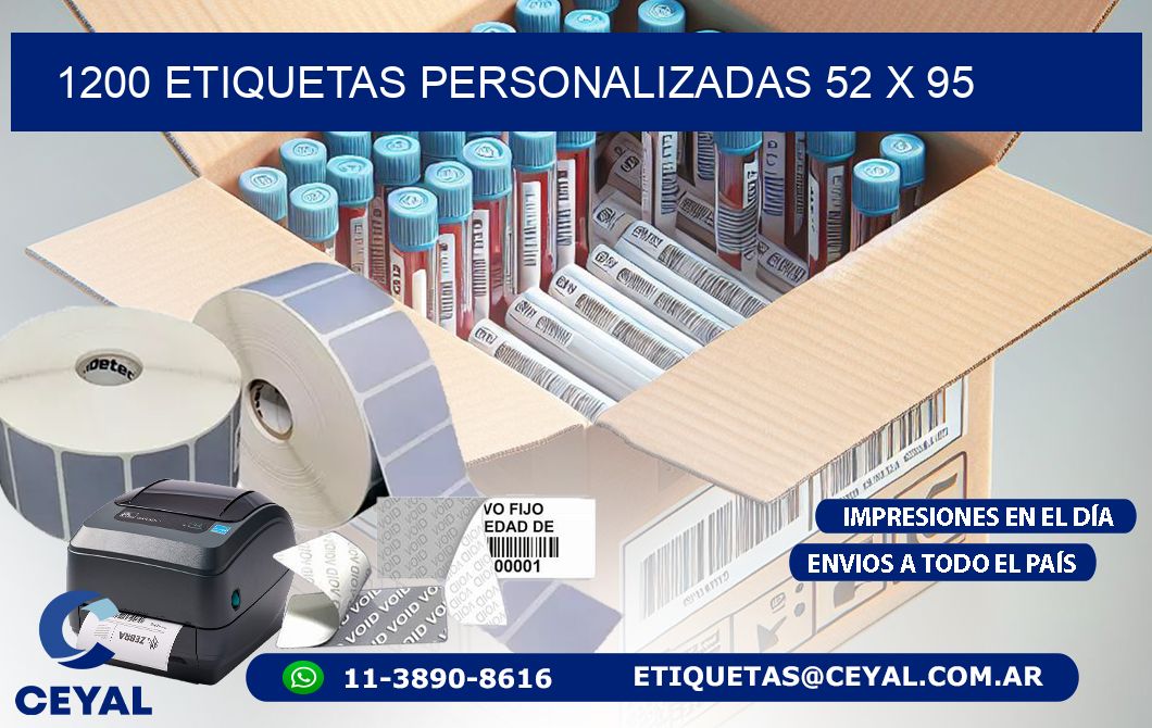 1200 ETIQUETAS PERSONALIZADAS 52 x 95