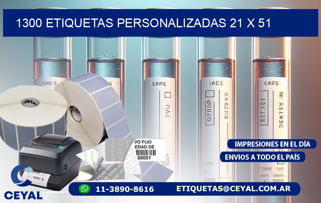 1300 ETIQUETAS PERSONALIZADAS 21 x 51