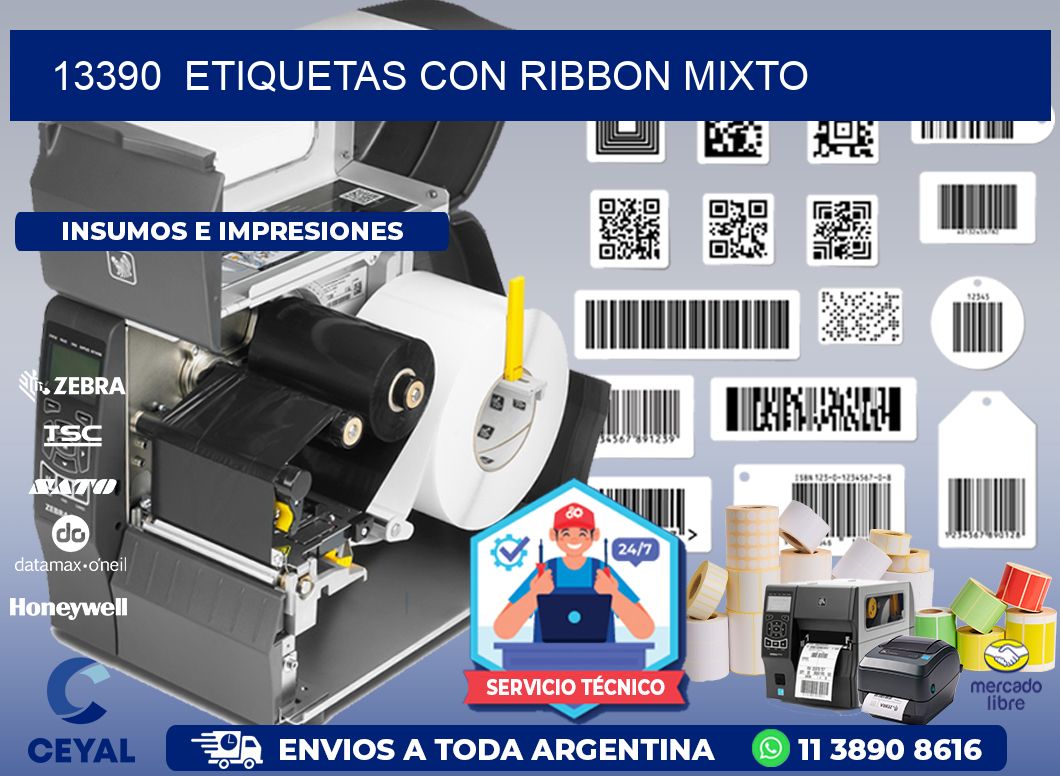 13390 ETIQUETAS CON RIBBON MIXTO