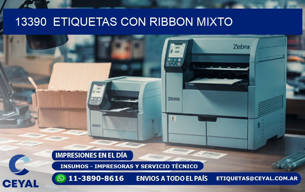 13390 ETIQUETAS CON RIBBON MIXTO
