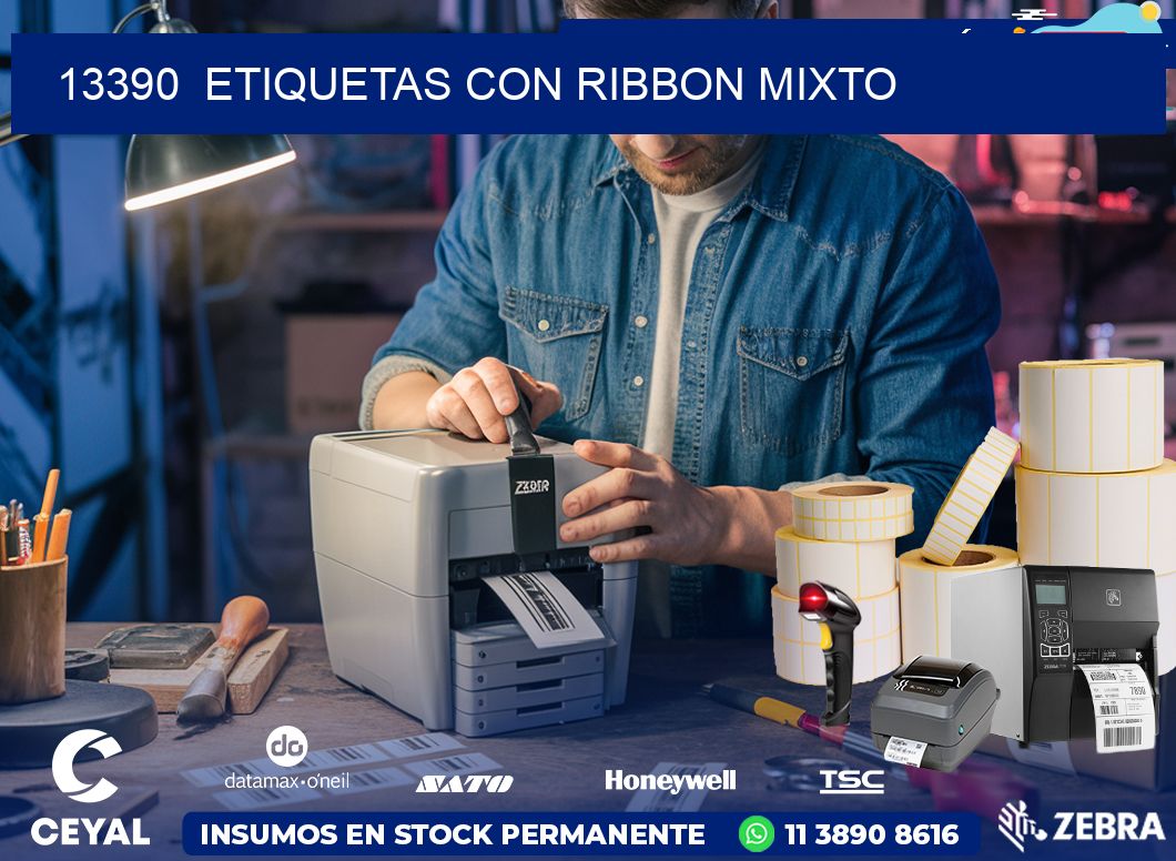 13390  ETIQUETAS CON RIBBON MIXTO