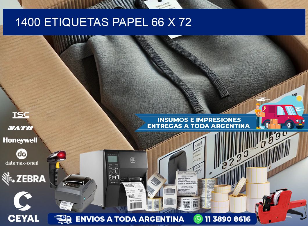 1400 ETIQUETAS PAPEL 66 x 72