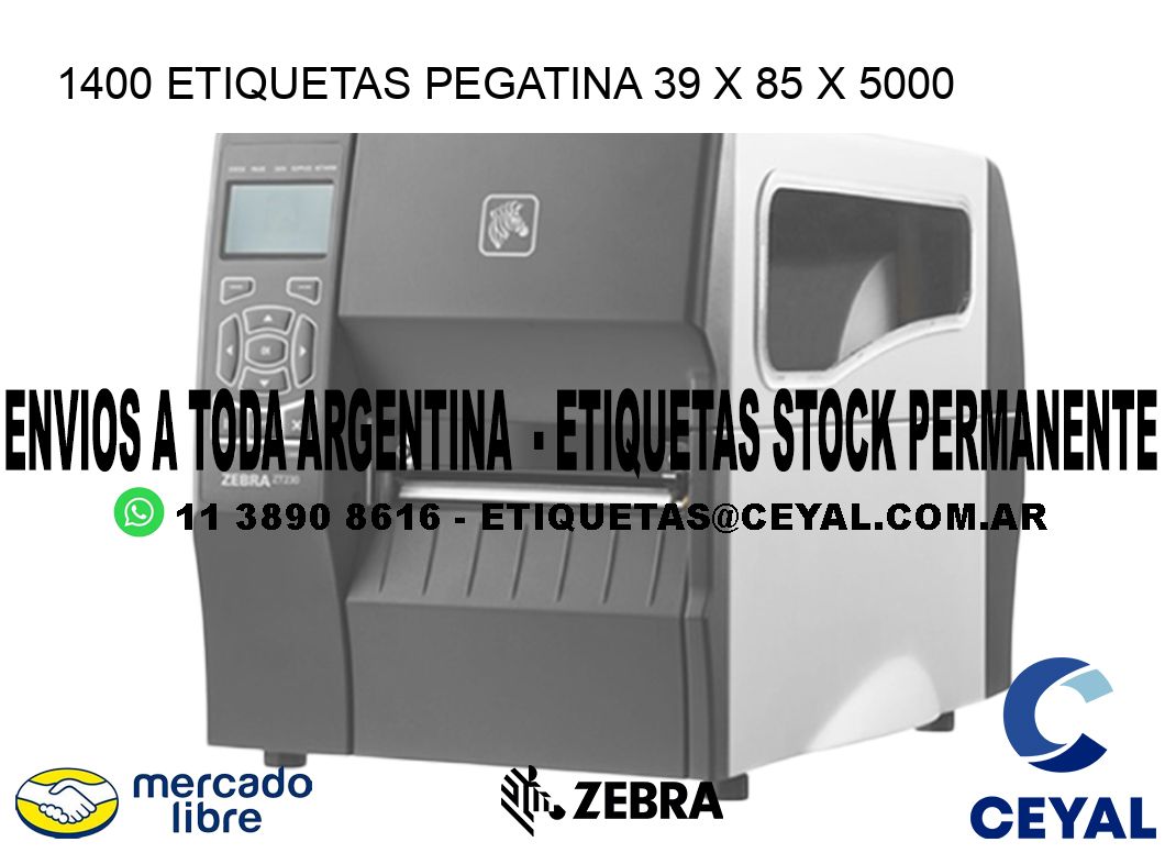 1400 ETIQUETAS PEGATINA 39 x 85 x 5000