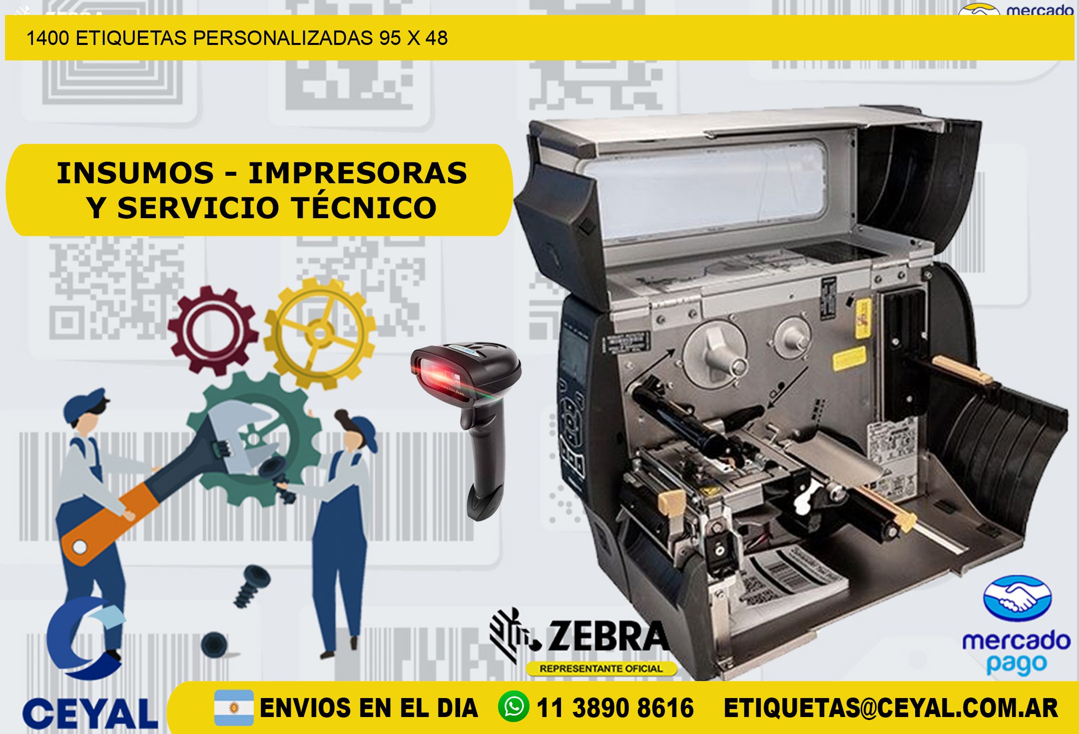 1400 ETIQUETAS PERSONALIZADAS 95 x 48