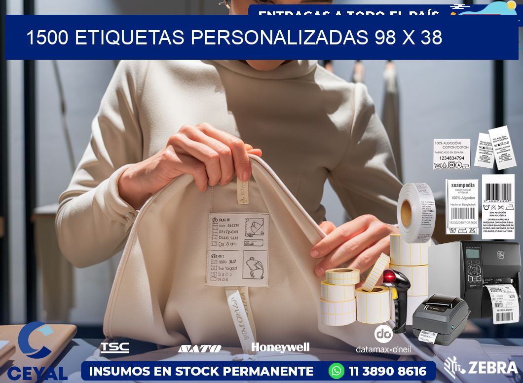 1500 ETIQUETAS PERSONALIZADAS 98 x 38