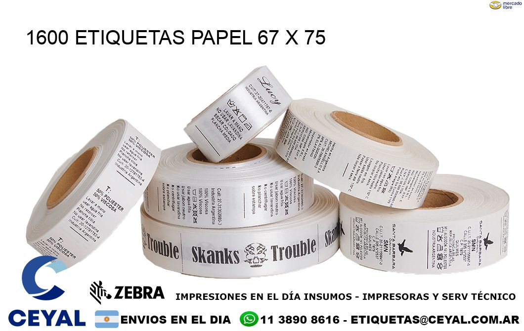 1600 ETIQUETAS PAPEL 67 x 75